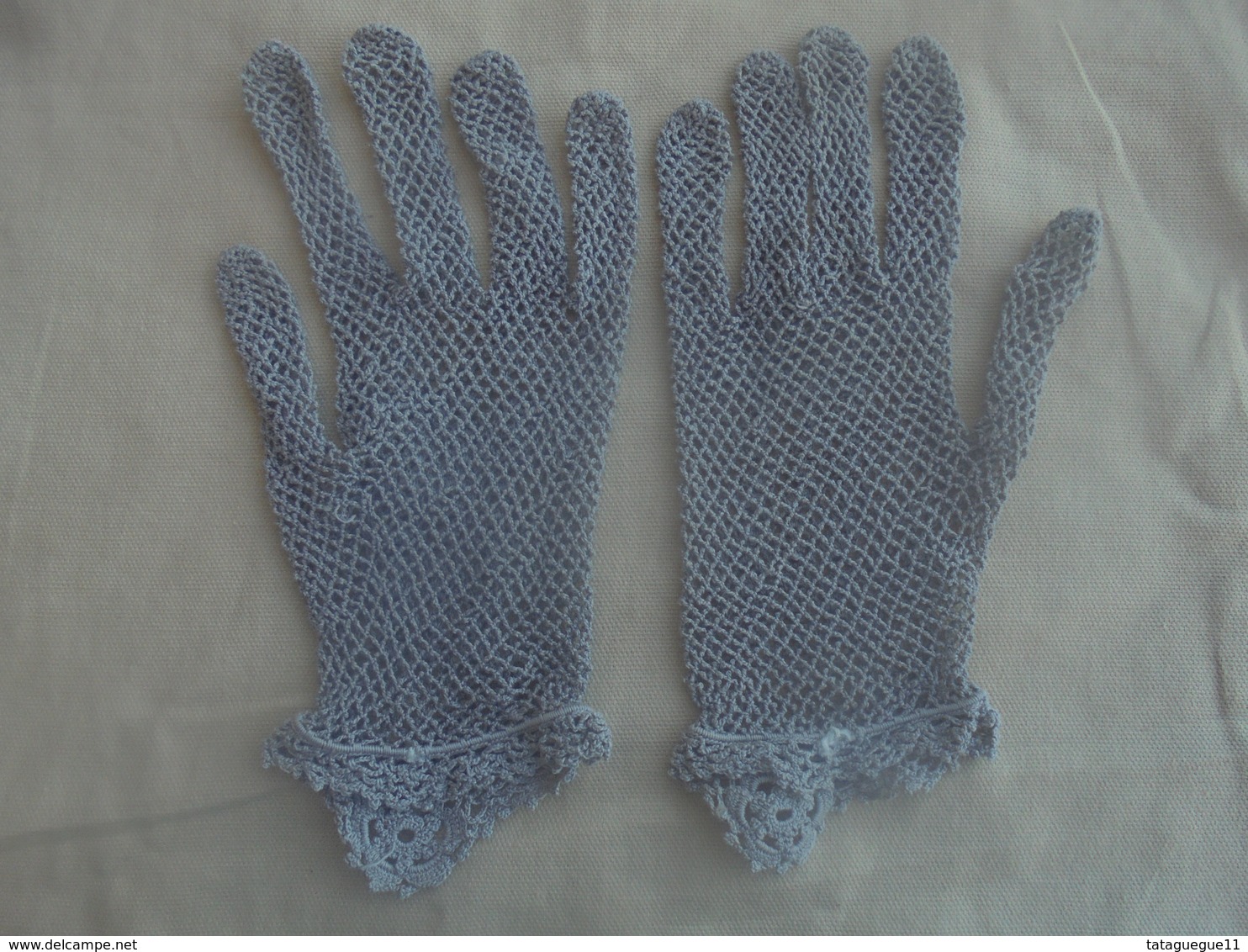 Ancien - Paire De Gants Filet Gris Pour Femme Années 50 - 1940-1970