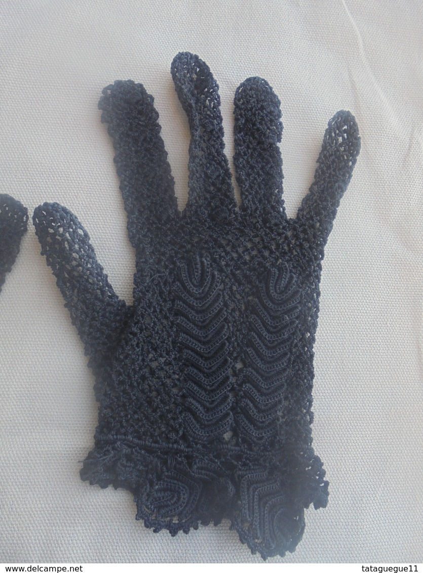 Ancien - Paire De Gants Filet Noir Pour Femme Années 50 - 1940-1970