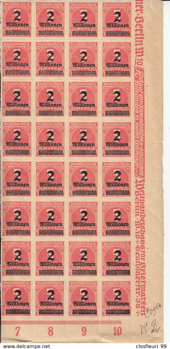 Vier Vezes Teilsbogen 312 B, PFIV Durchstrich Statt Zähnung, 1923.Mit Gummi - Unused Stamps