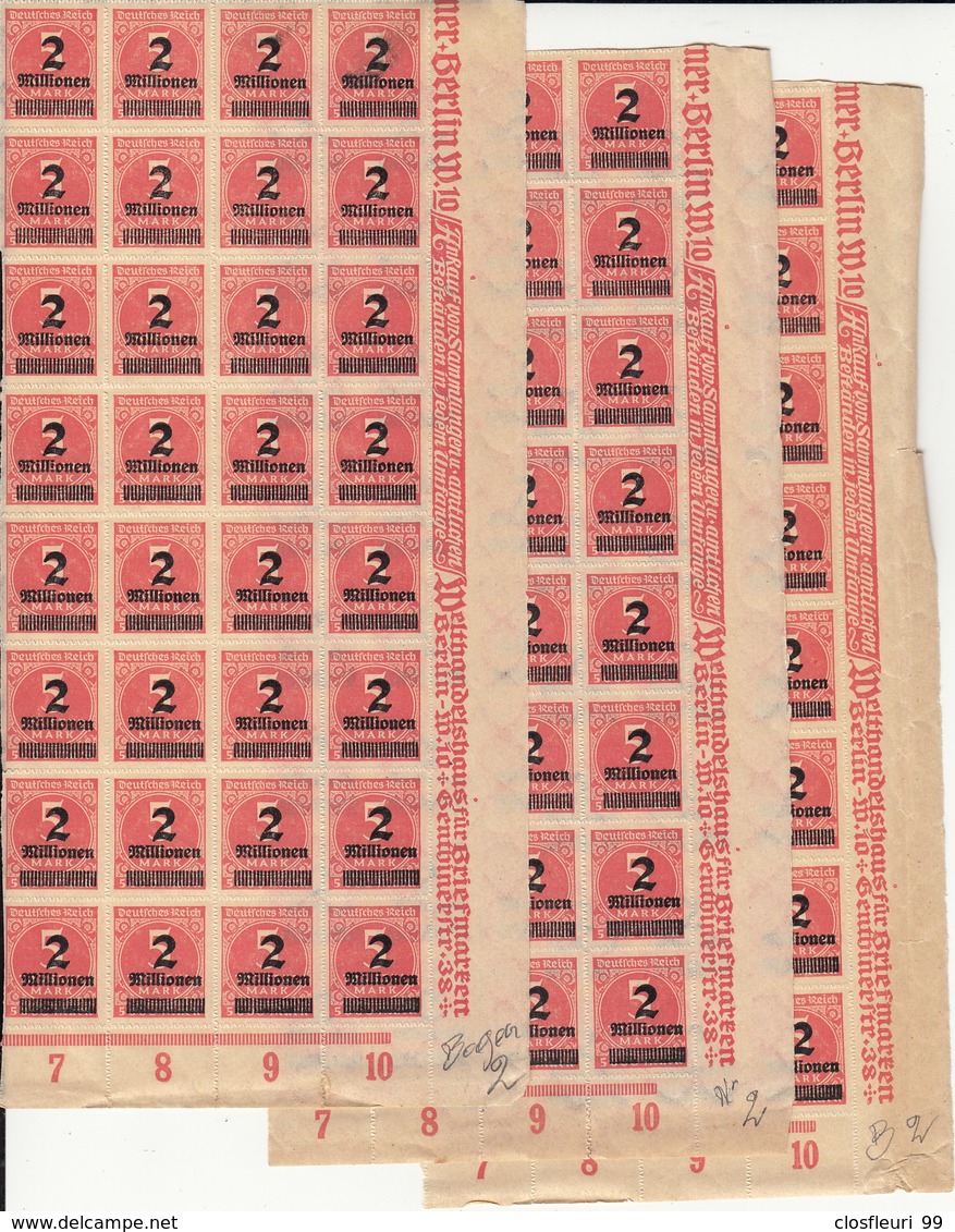 Vier Vezes Teilsbogen 312 B, PFIV Durchstrich Statt Zähnung, 1923.Mit Gummi - Unused Stamps