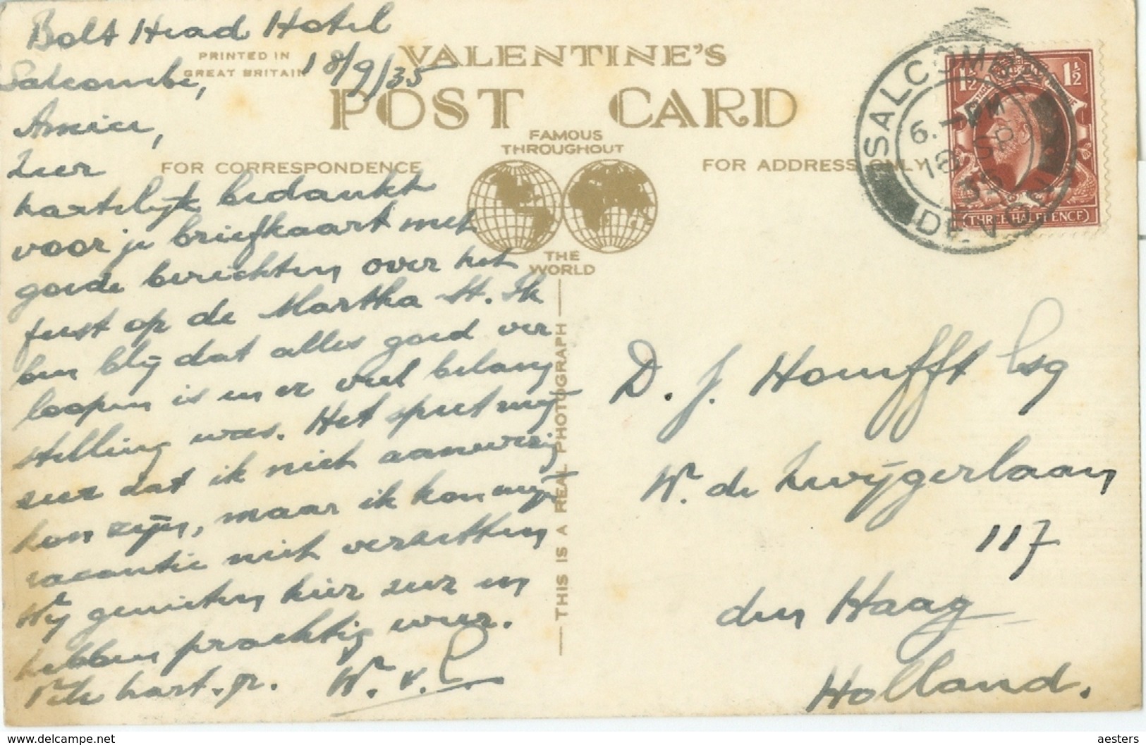 East Portlemouth 1935; Gara Rock Bay And Hotel - Circulated. (Valentine's) - Autres & Non Classés