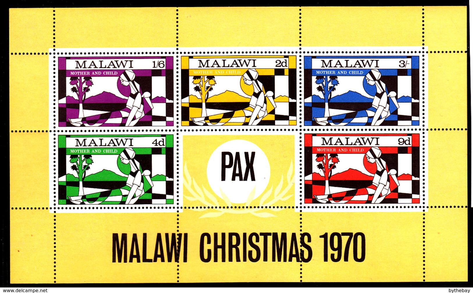 Malawi 1970 MNH Scott #146a Souvenir Sheet Of 5 Mother And Child Christmas - Malawi (1964-...)