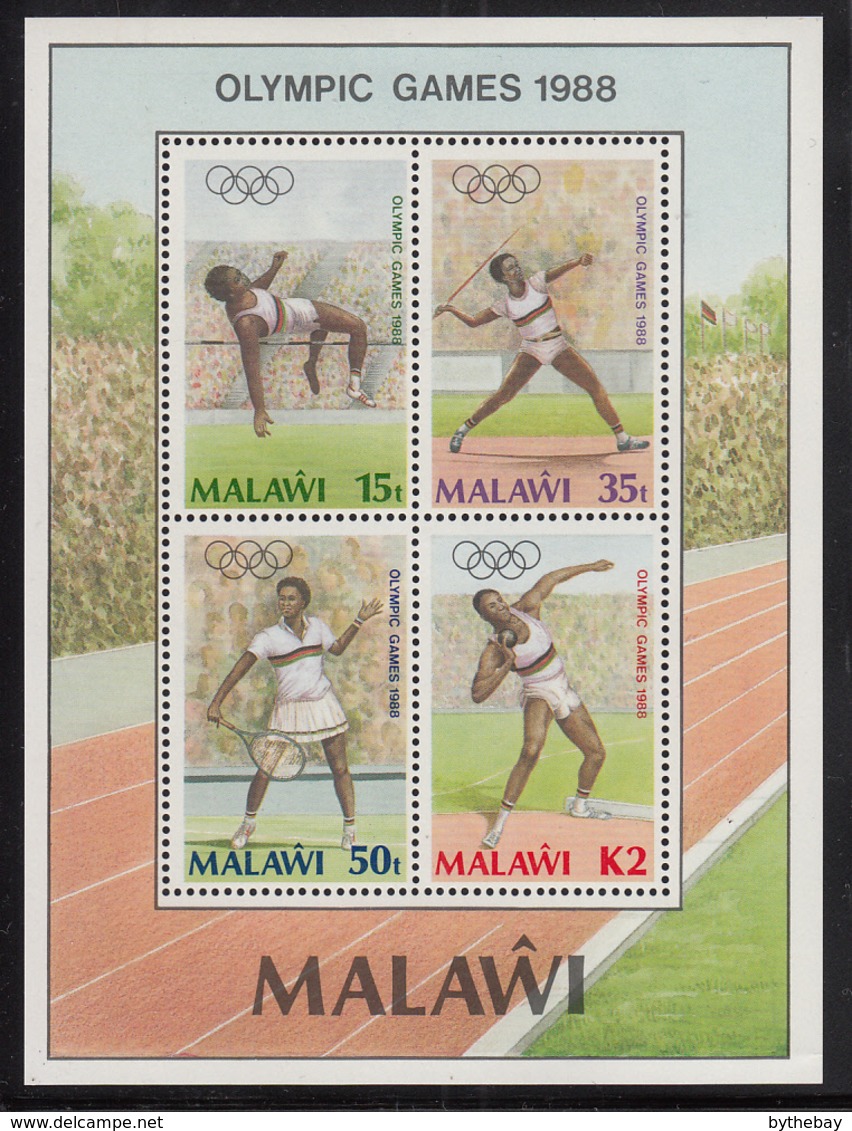 Malawi 1988 MNH Scott #517a Souvenir Sheet Of 4 Athlets 1988 Summer Olympics Seoul - Malawi (1964-...)