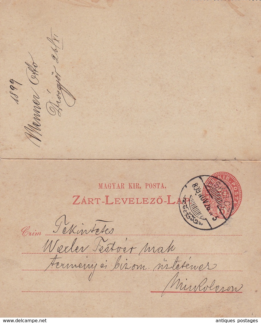 Entier Postal 1899 Miskolc Mischkolz Ungarn Hongrie Magyarország Otto Menner Gyógyszertár Apotheke Pharmacy Pharmacie - Postal Stationery