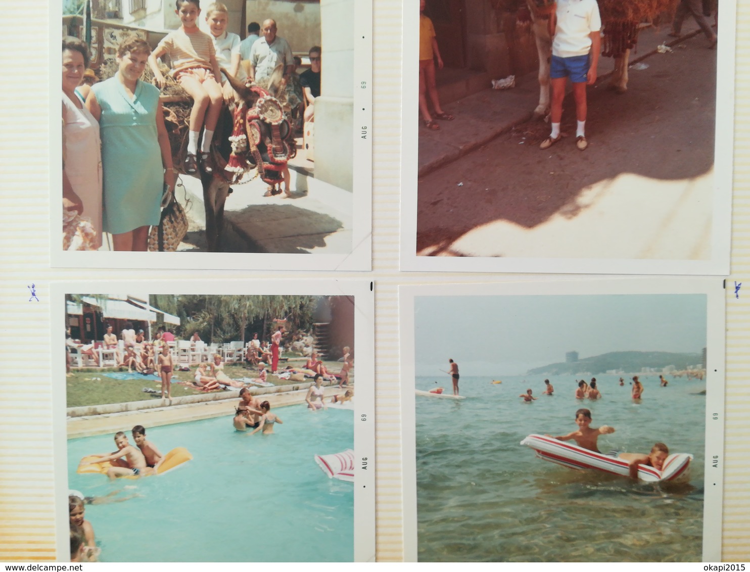 21 PHOTOS COULEURS CARRÉS À BORDS BLANCS VACANCES FAMILLE PISCINE MAILLOTS ESPAGNE ? ANNÉES 1960 - 1970