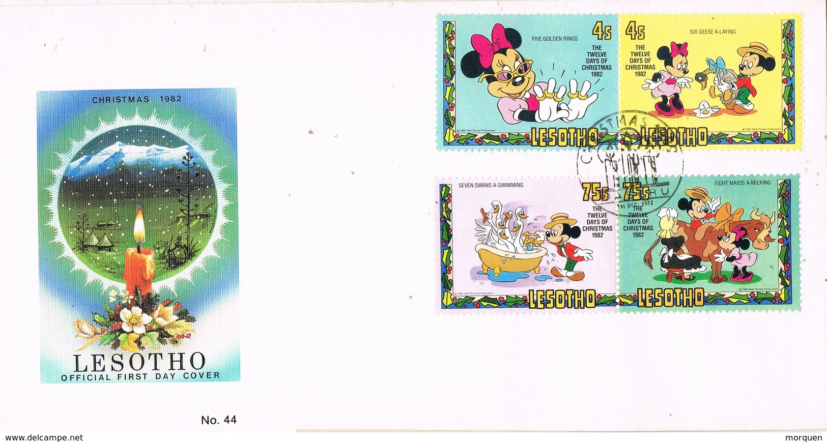 30067. Carta MASERU (Lesotho) 1982. DISNEY Stamps. Mickey. Christmas, Navidad - Lesotho (1966-...)