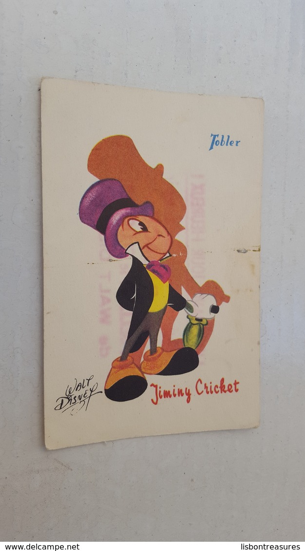 ANTIQUE POSTCARD CHOCOLAT TOBLER PREMIUM JIMINY CRICKET WALT DISNEY UNUSED - Otros & Sin Clasificación