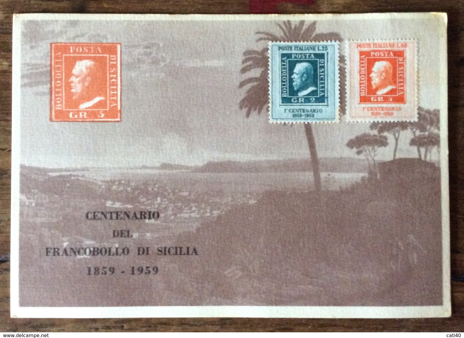 CENTENARIO  DEL FRANCOBOLLO DI SICILIA  1859 - 1959  CARTOLINA UFFICIALE  PANORAMA DI MESSINA - Non Classificati