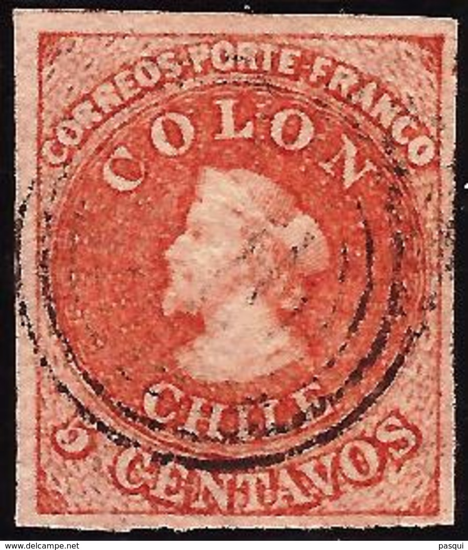 Chile - Fx. 3095 - Yv. 8 - 5 Cent. Rojo - Ultima De Londres - 4 Margenes - Usado - Cile