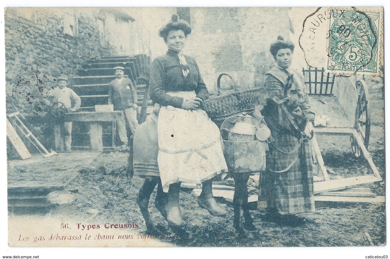 AUBUSSON (23) - Types Creusois - Laitières Avec Un âne "Los Gas Debarassa Le Chami Nous..."  - Beau Plan Animé - Aubusson