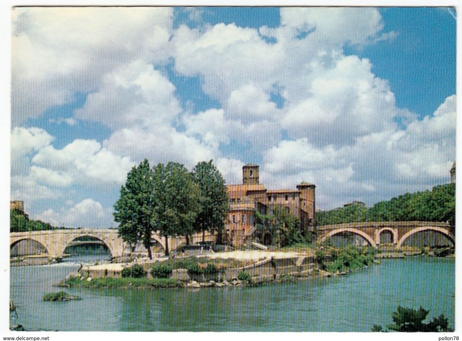 ROMA - ISOLA TIBERINA, PONTE CESTIO E PONTE FABRICIO - 1982 - Fiume Tevere