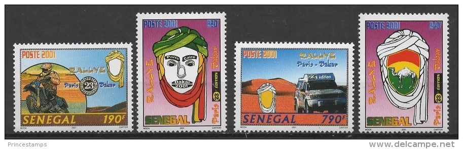 Senegal (2001) Yv. 1627/30  /  Cars - Voitures - Coches - Bikes - Rallye Paris Dakar - Auto's