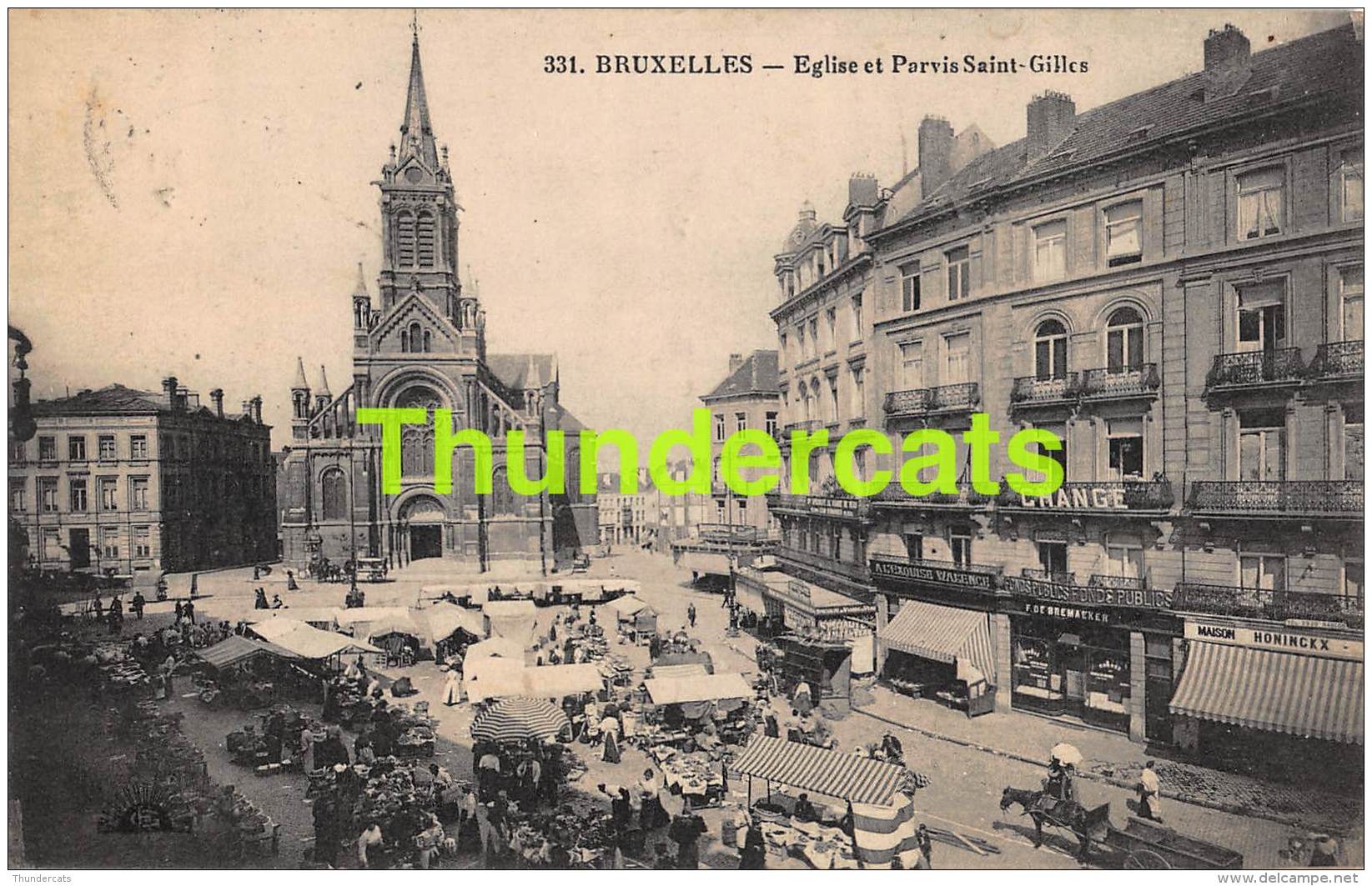 CPA  BRUXELLES  EGLISE ET PARVIS SAINT GILLES - Marchés