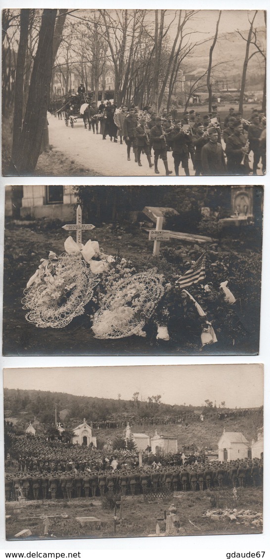 LAMALOU LES BAINS (34) - LOT DE 3 CARTES PHOTOS - OBSEQUES MILITAIRES - Lamalou Les Bains