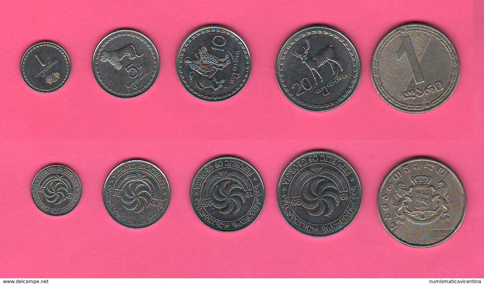 Georgia 1 + 5 + 10 + 20 +1 Lari 5 Coins - Géorgie