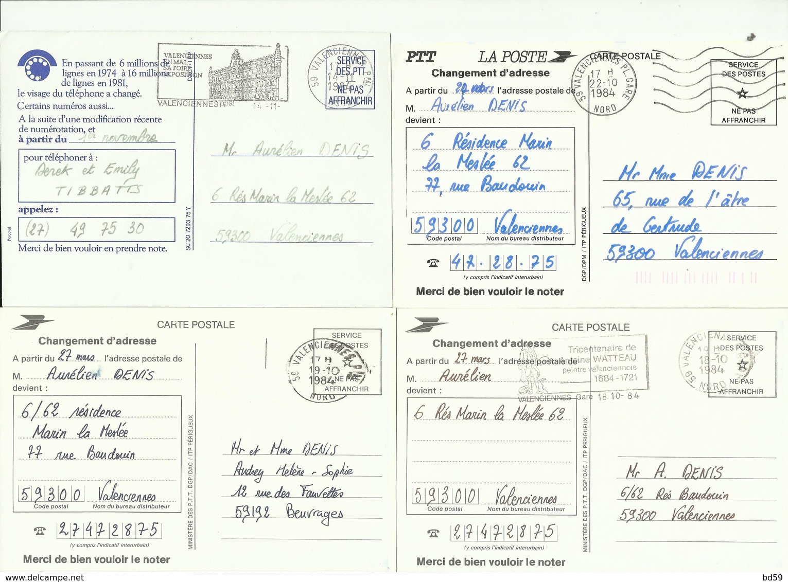 4 Entiers De Service, Changement D'adresse Ou De Téléphone, 2 Scans Recto-verso - Konvolute: Ganzsachen & PAP