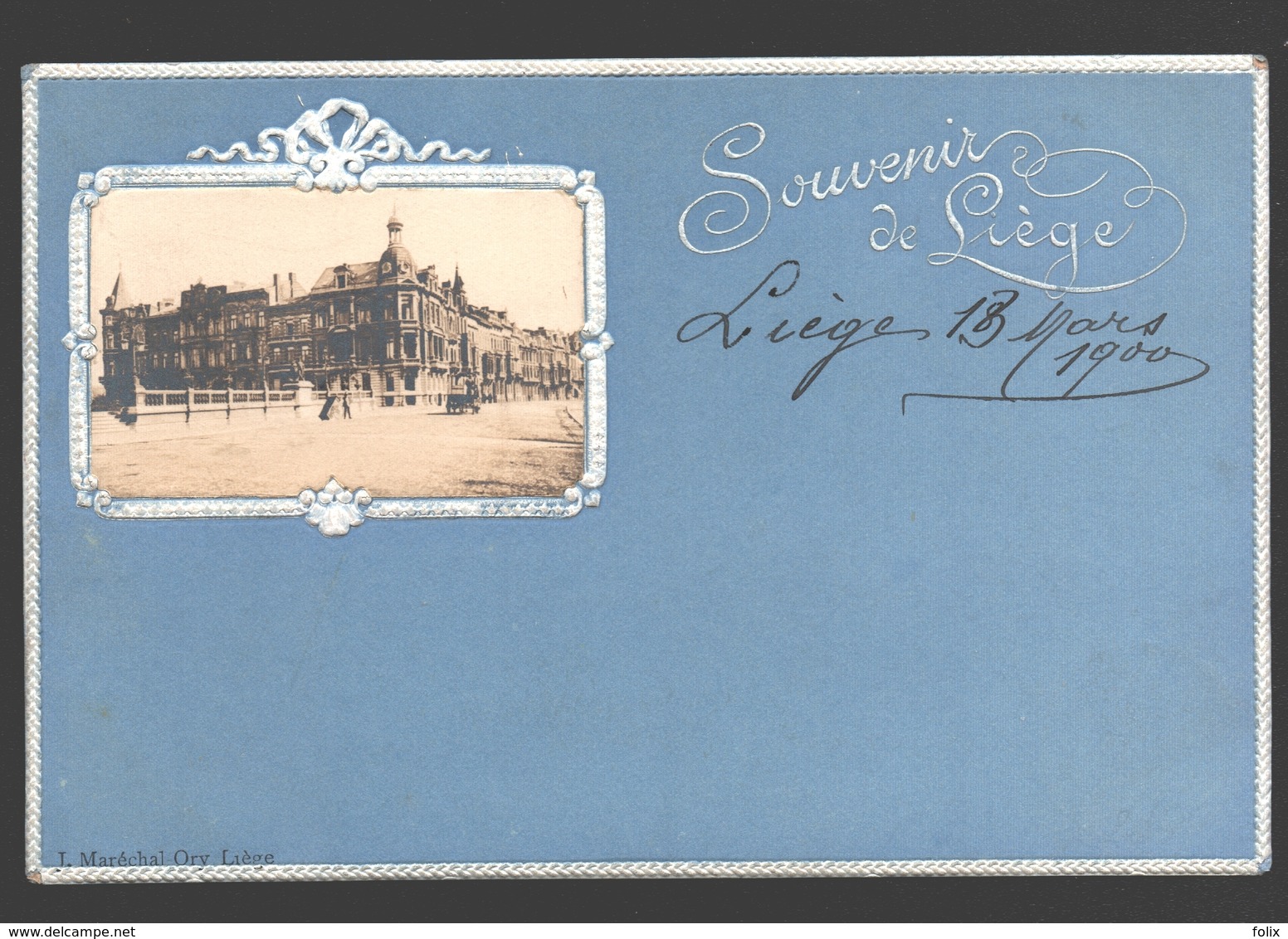 Liège - Souvenir De Liège - 1900 - Carton Bleu / Blauw Karton - Reliëf - éd. Maréchal-Ory, Liège - Liège