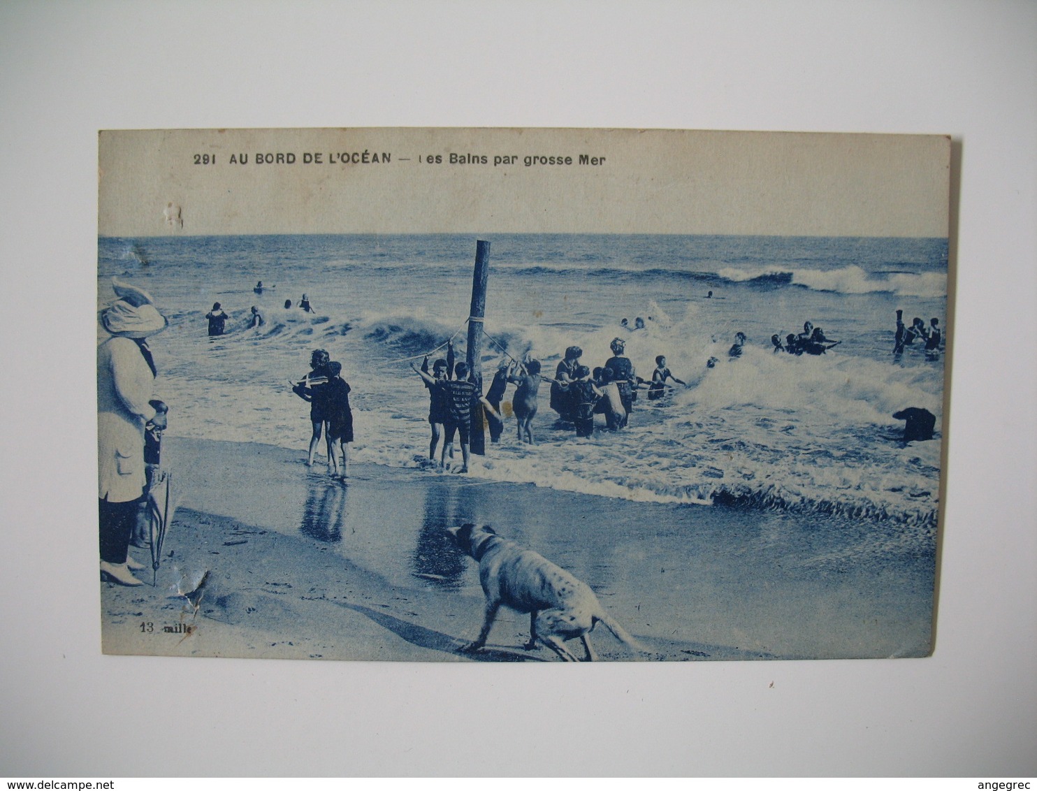 Carte  Thème  De La Mer  -  Au Bord De L'Océan - Les Bains Par Grosse Mer 1927 - Autres & Non Classés