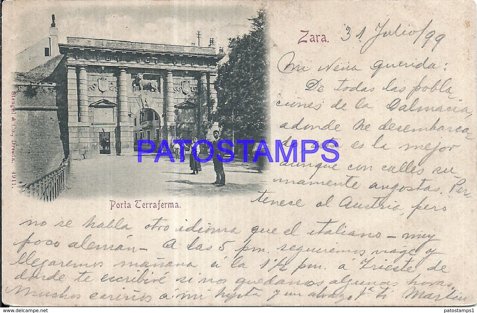 100807 CROATIA ZARA ZADAR DOOR TERRAFERMA CIRCULATED TO ARGENTINA POSTAL POSTCARD - Croatia