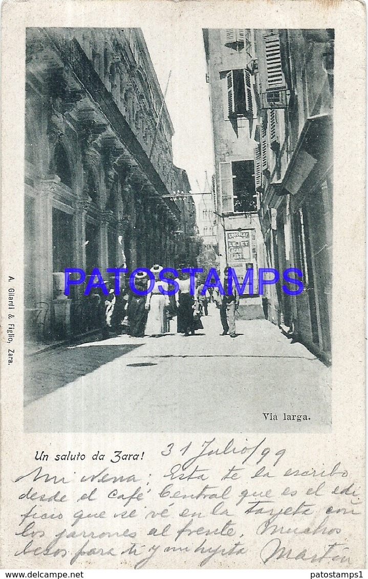 100809 CROATIA ZARA ZADAR STREET VIA LARGE CIRCULATED TO ARGENTINA POSTAL POSTCARD - Croatia