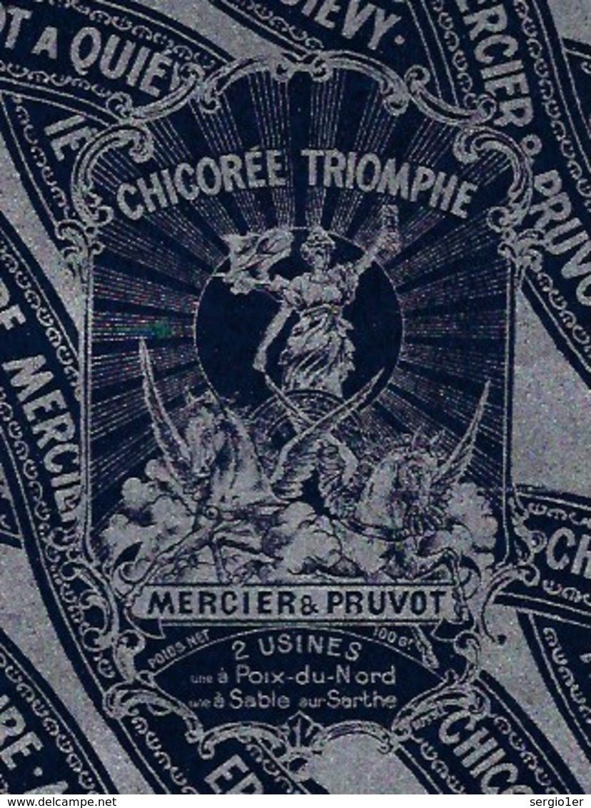 Ancienne Etiquette Chicorée  Triomphe Mercier & Pruvost  2 Usines Poix Du Nord Et Sablé Sur Sarthe - Fruits & Vegetables