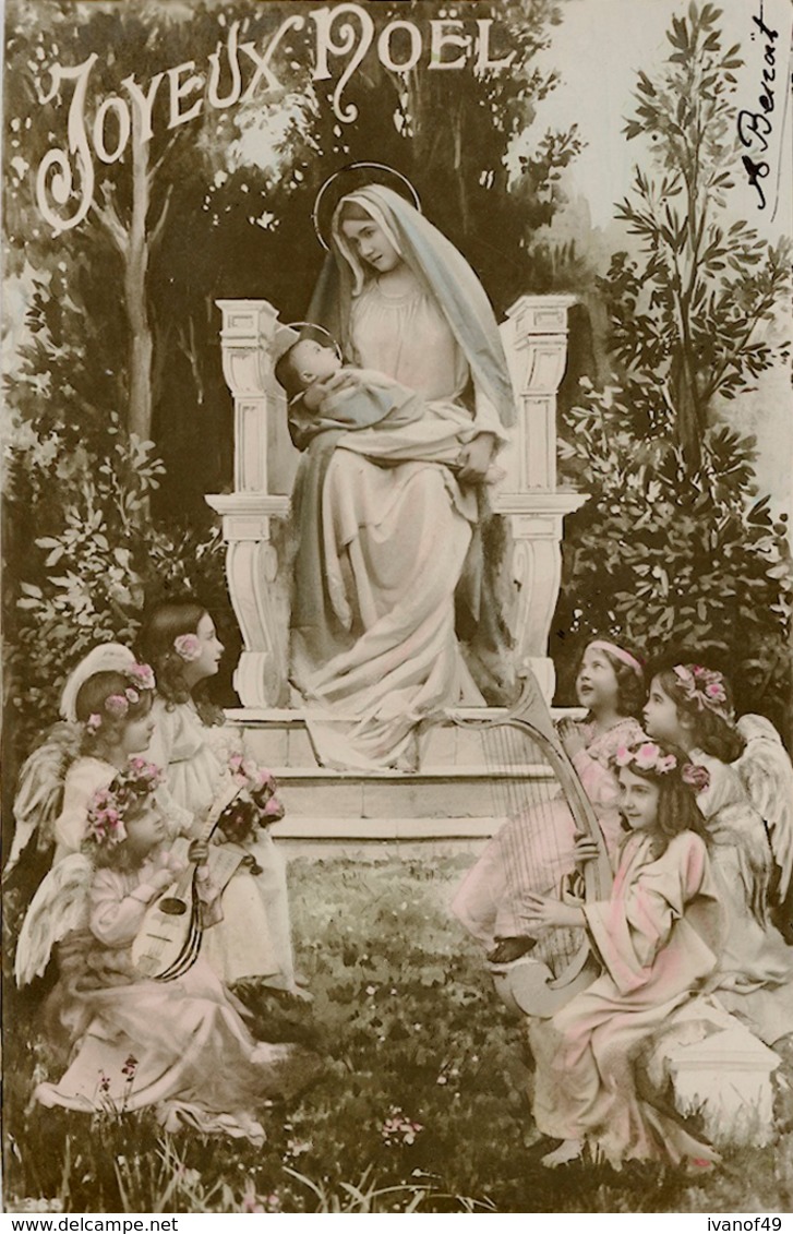 Carte Photo - Joyeux Noël - Vierge à L'enfant - Anges - Altri & Non Classificati