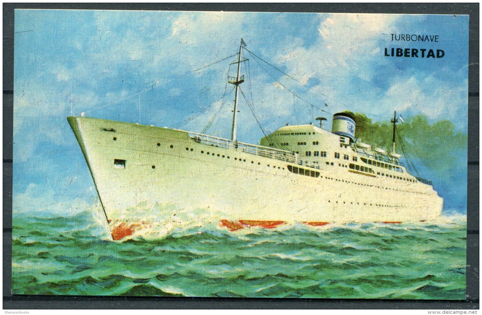 1971 Argentina Antartida Antarctica Polar Lineas Maritimas Argentinas Elma LIBERTAD Ship Postcard - Poolshepen & Ijsbrekers