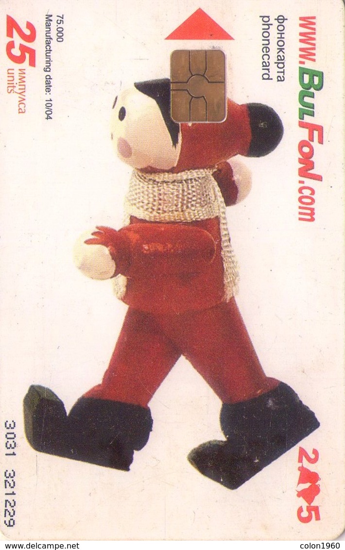 TARJETA TELEFONICA DE BULGARIA (NAVIDAD - CHRISTMAS) Winter Person, CHIP ROJO, TIRADA 35000, FON-C-0288A. (015A) - Noel