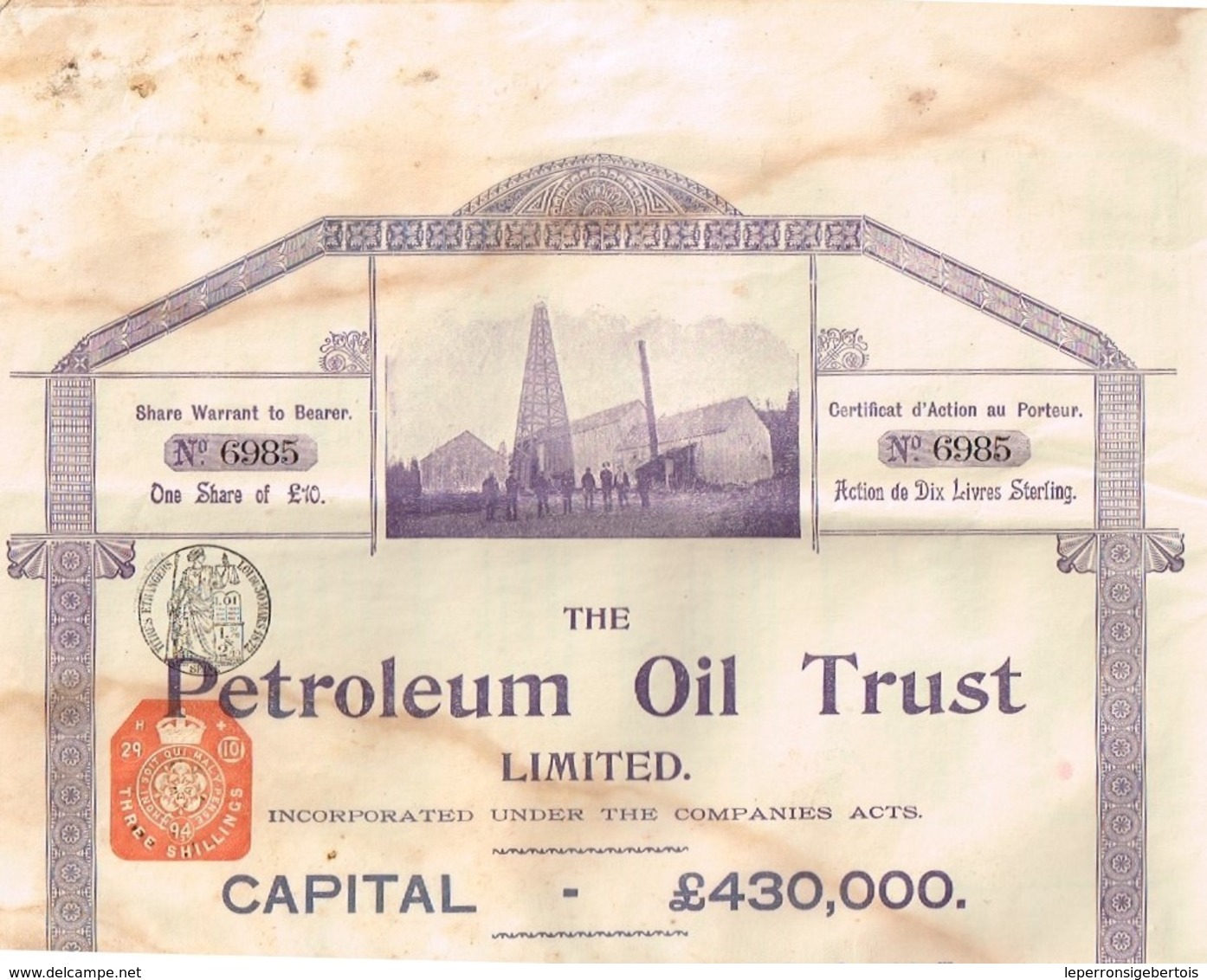 Ancienne Action - Petroleum Oil Trust Ltd - Titre De 1894 - Petróleo