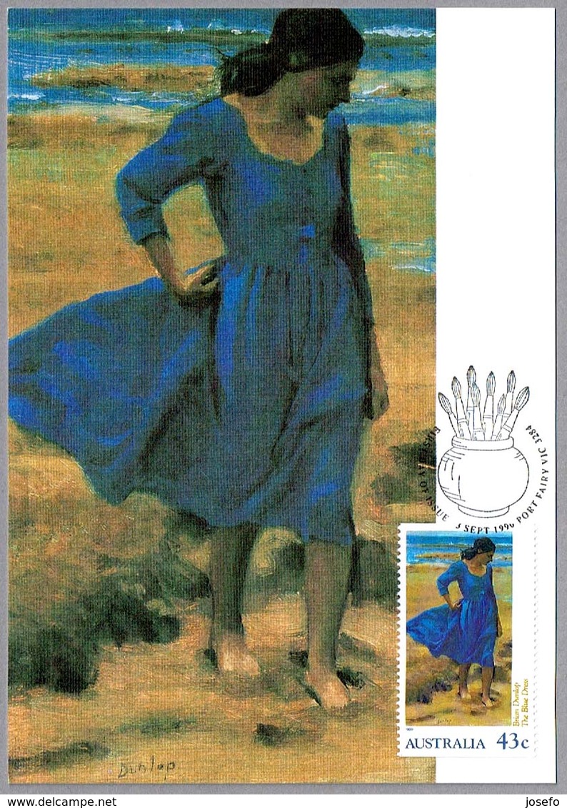 Pintura THE BLUE  DRESS - Brian Dunlop. Australia 1990 - Otros & Sin Clasificación