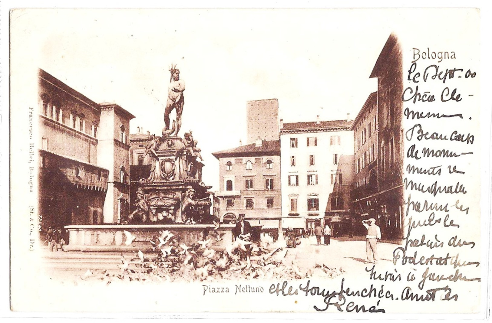 Bologna - Piazza Nettuno. 1900 - Bologna