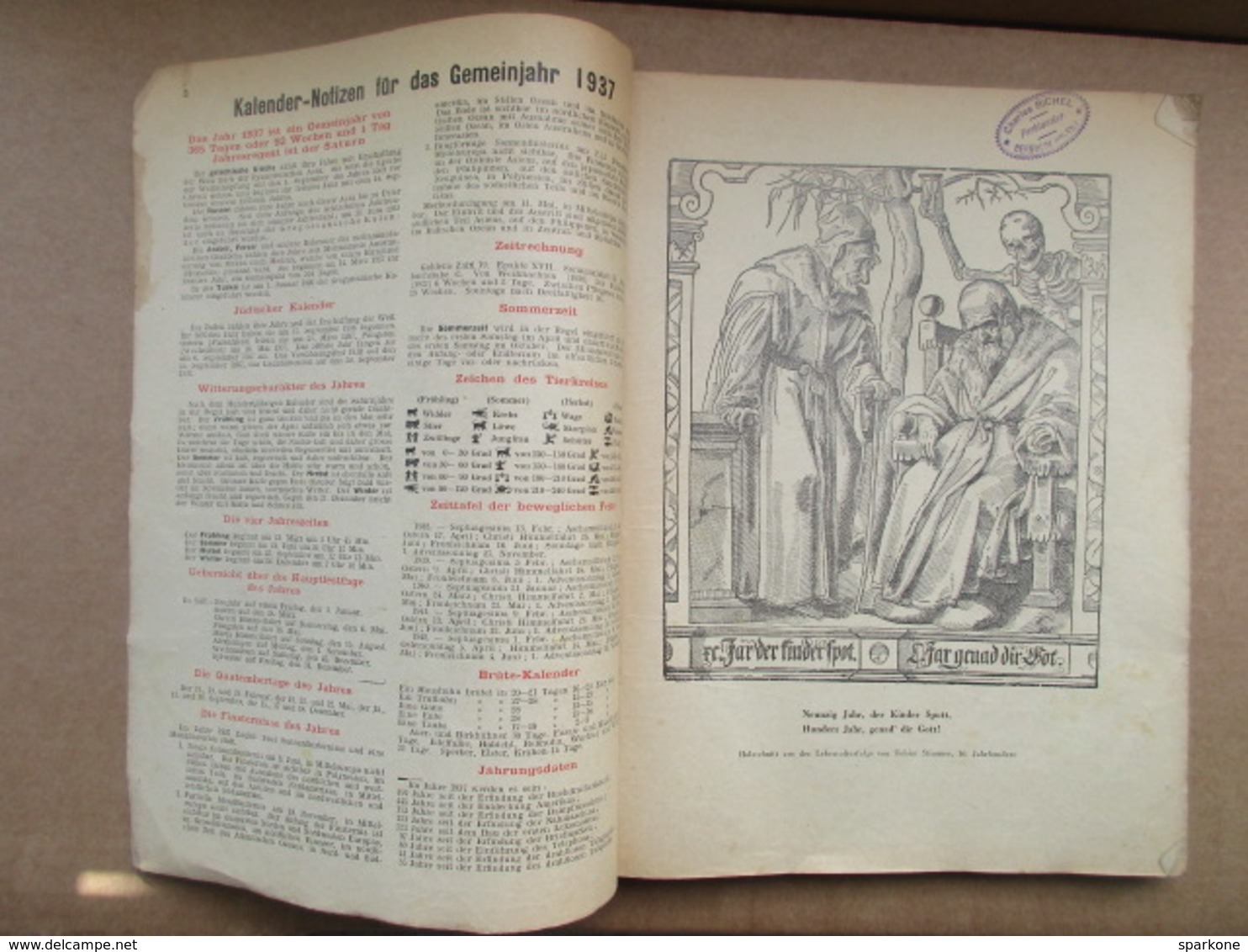 Neuer Elsässer Kalender - Almanach De 1937 - Grand Format : 1921-40