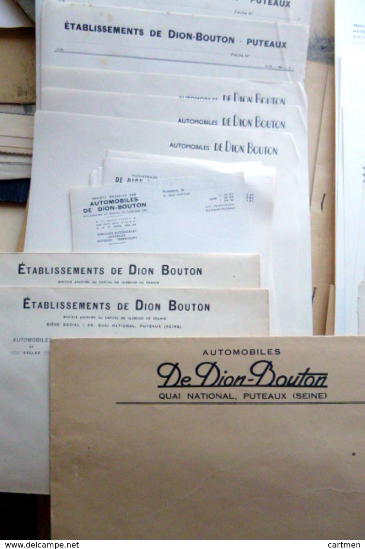 AUTOMOBILE DE DION BOUTON PUTEAUX LOT DE 32 LETTRES ET 4 ENVELOPPES VIERGES A EN TETE DE LA SOCIETE - Automobili