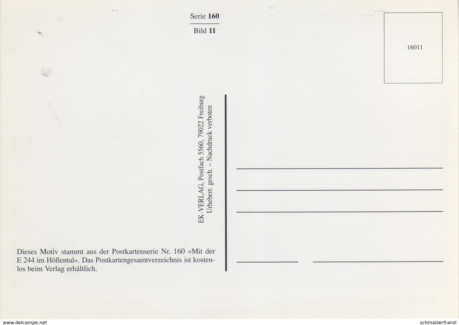 AK Mit Der E 244 Im Höllental Buchenbach Zug Lok E 585 E 24422 Carl Bellingrodts Schatzkammer Serie 160 Bild 11 Neudruck - Kirchzarten