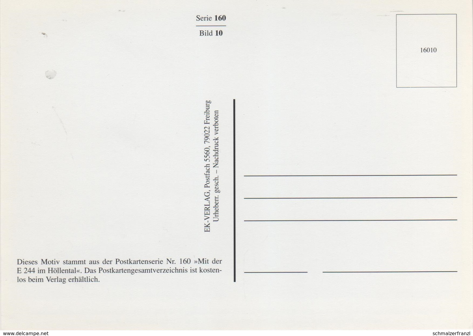 AK Mit Der E 244 Im Höllental Buchenbach E 24422 44005 44189 Carl Bellingrodts Schatzkammer Serie 160 Bild 10 Neudruck - Kirchzarten