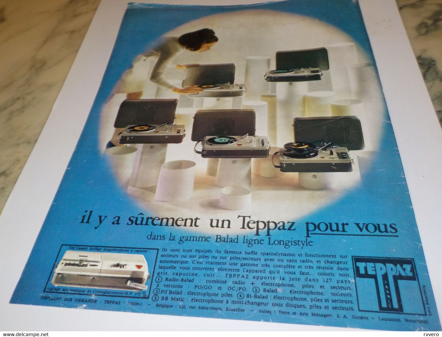 ANCIENNE PUBLICITE POUR VOUS ELECTROPHONE DE TEPPAZ  1969 - Autres & Non Classés