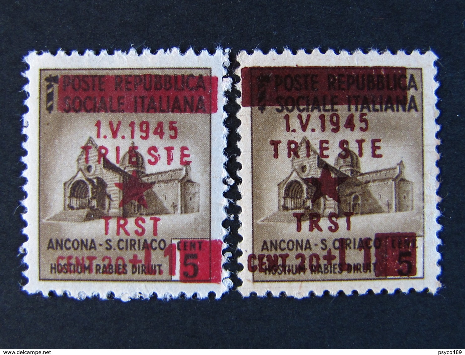 ITALIA Occupazioni Jugoslavia Trieste-1945- "Monumenti Distrutti" £ 1 Su 5 Varietà MH* (Descrizione) - Ocu. Yugoslava: Trieste