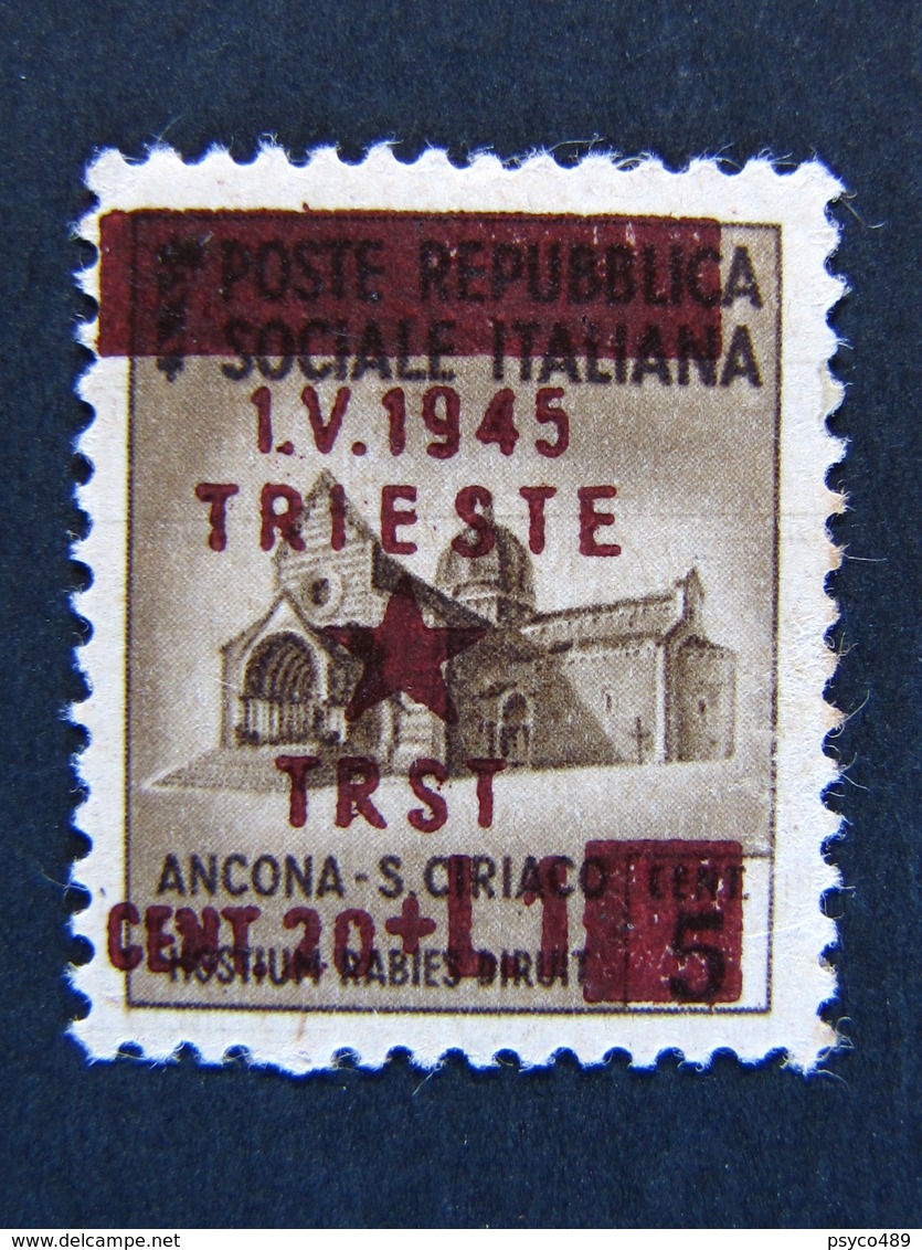 ITALIA Occupazioni Jugoslavia Trieste-1945- "Monumenti Distrutti" £ 1 Su 5 Varietà MH* (Descrizione) - Joegoslavische Bez.: Trieste