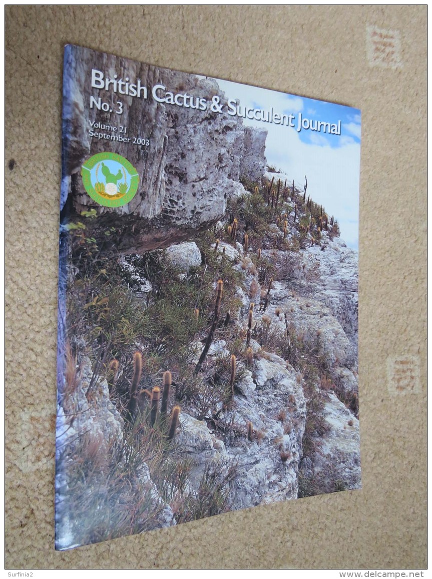 BRITISH CACTUS AND SUCCULENT JOURNAL Vol 21 Mar, Jun, Sep, Dec 2003 (All 4) - Nature