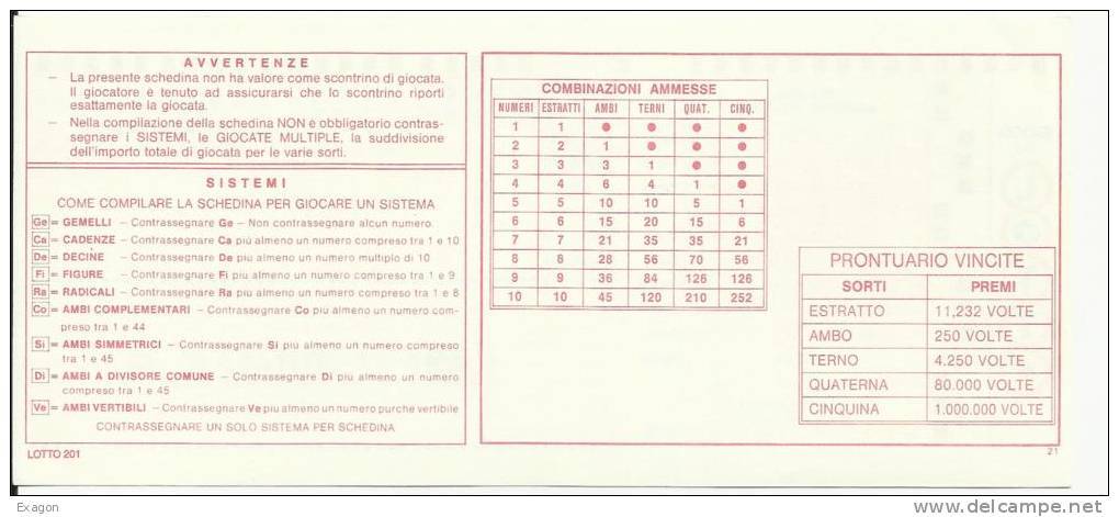 N.  1  Modulo   LOTTOMATCA  -  Richiesta GIOCATA AL LOTTO  In Lire  - Anno 2000 - Altri & Non Classificati