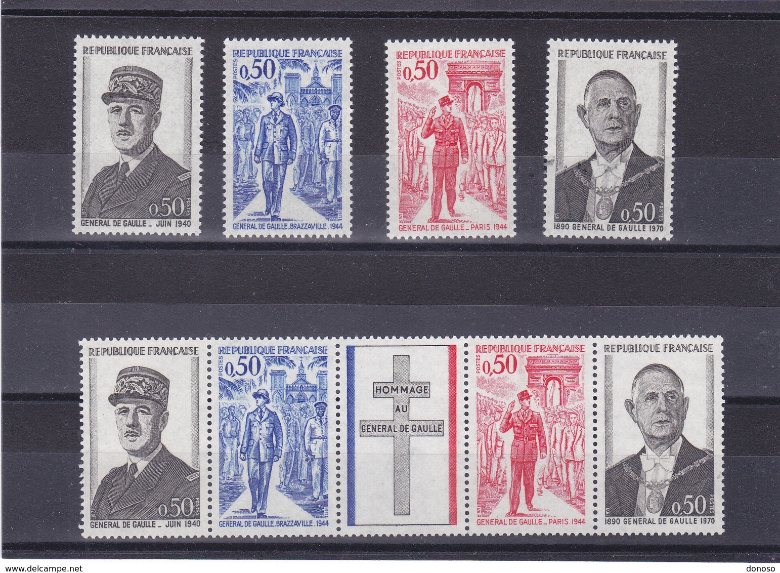 FRANCE 1971 DE GAULLE Yvert 1695-1698 + 1698A NEUF** MNH Cote : 5,40 Euros - Neufs