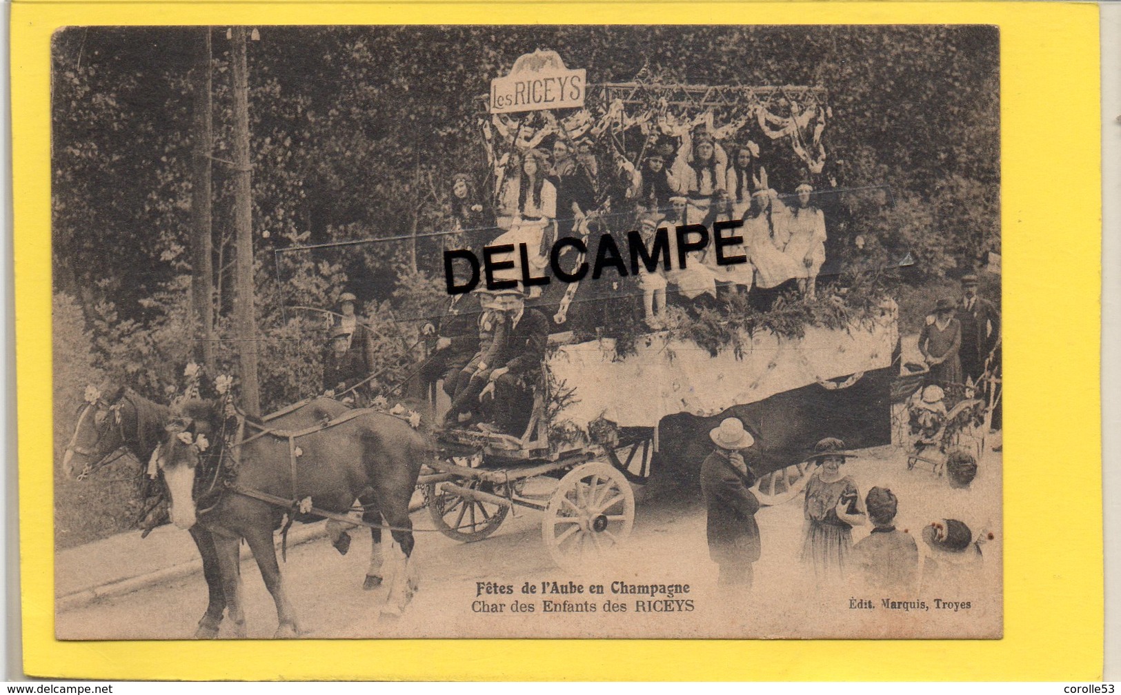 10 BAR SUR SEINE FETE DU CHAMPAGNE 4 SEPTEMBRE 1921 CHAR DES ENFANTS DES RICEYS - Bar-sur-Seine