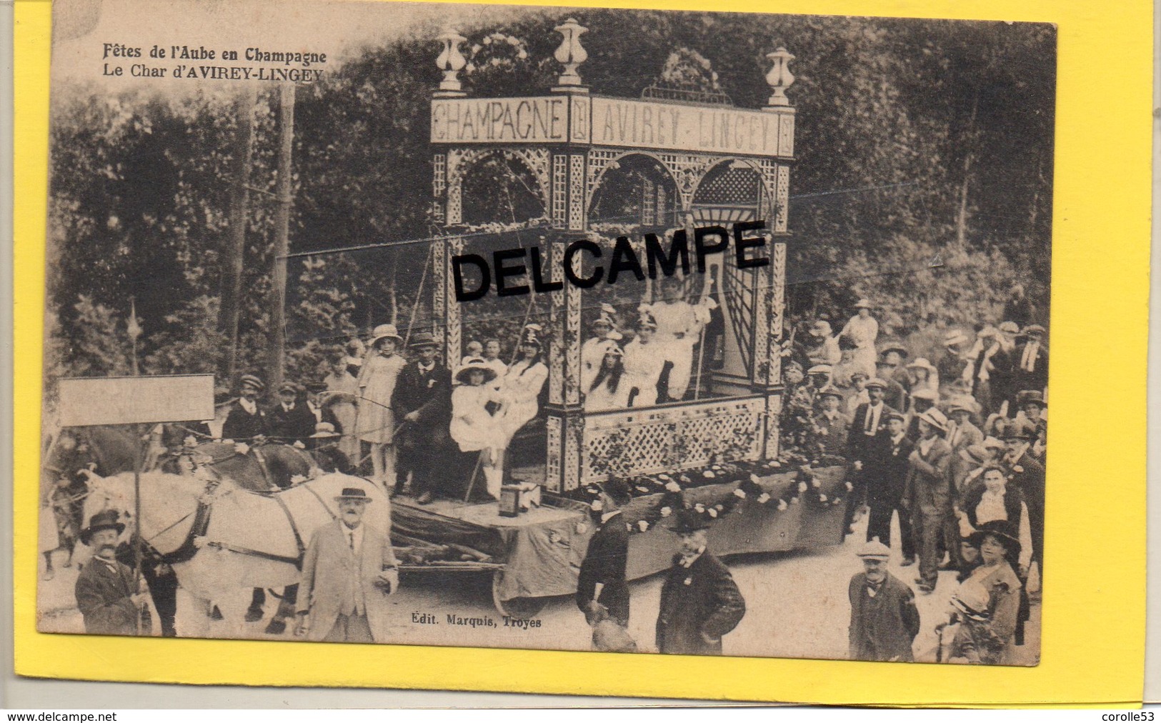 10 BAR SUR SEINE FETE DU CHAMPAGNE 4 SEPTEMBRE 1921 CHAR D'AVIREY LINGEY - Bar-sur-Seine