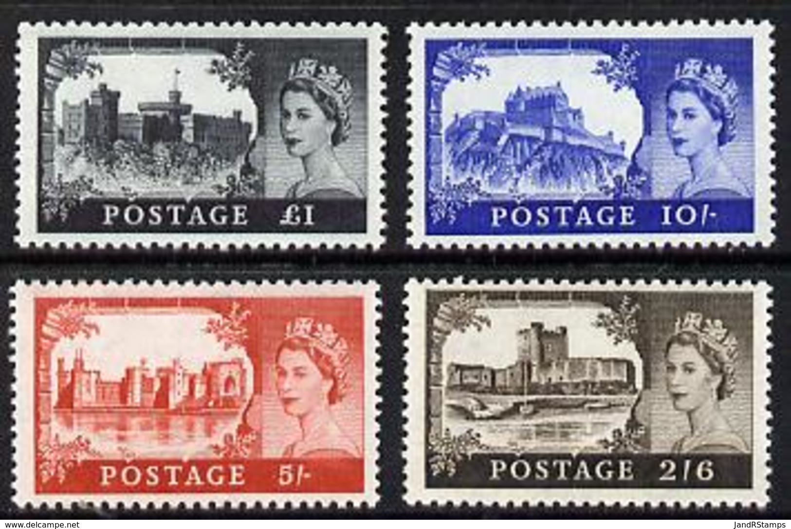 Great Britain 1967 Castles (wmk Multiple Crowns) Set Of 4 U/m, SG 595a-98a - Unused Stamps