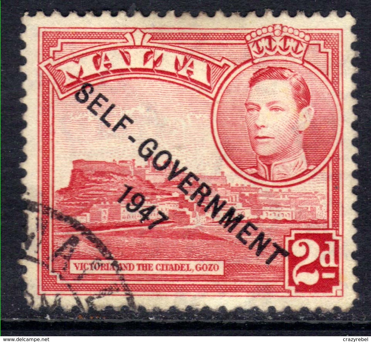 Malta 1948 -53 KGV1 2d Scarlet Self Govt Ovpt 1947  SG 238  ( L627 ) - Malte (...-1964)