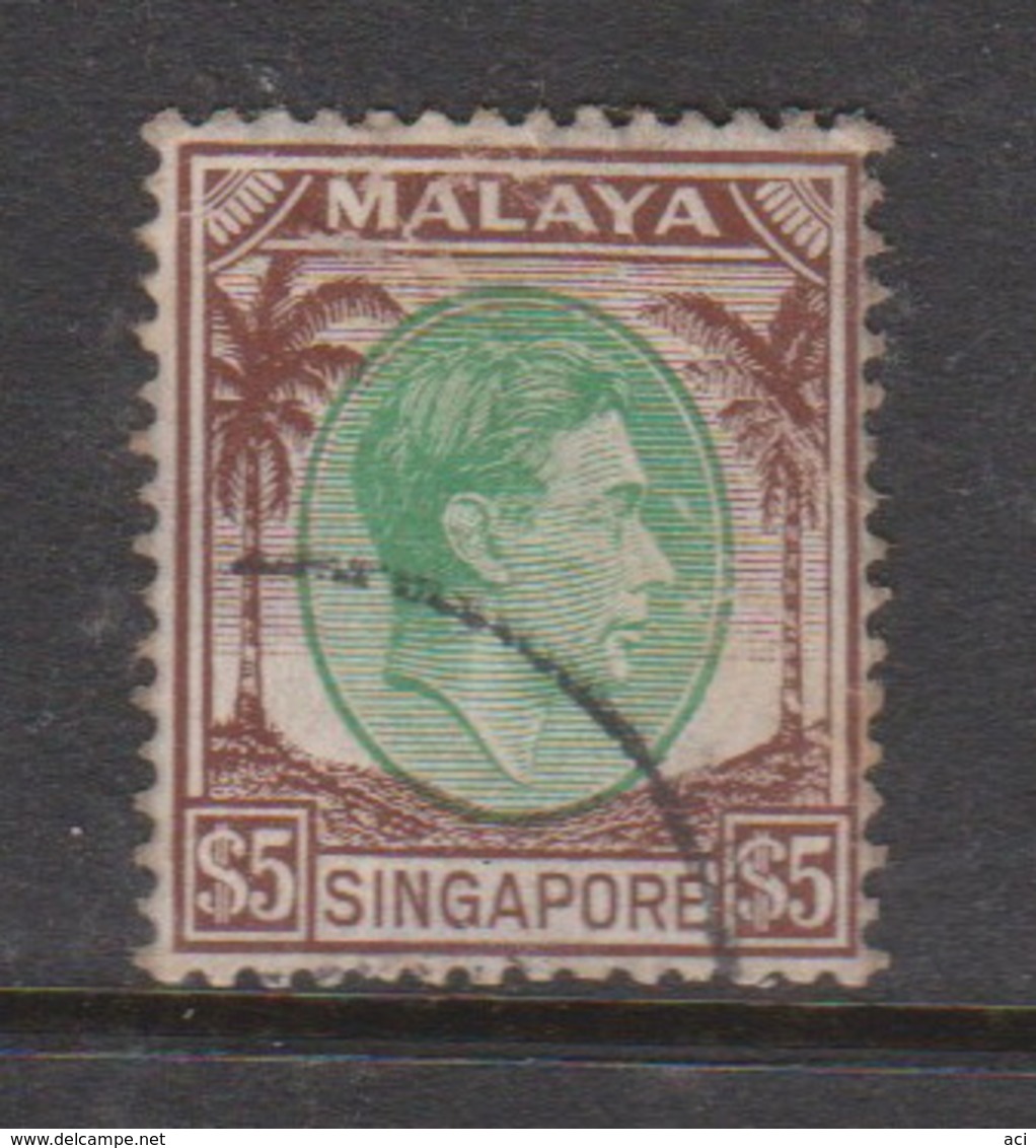 Singapore 15 1948 King George VI Definitives $ 5.00 Green And Brown, Used, - Singapore (...-1959)