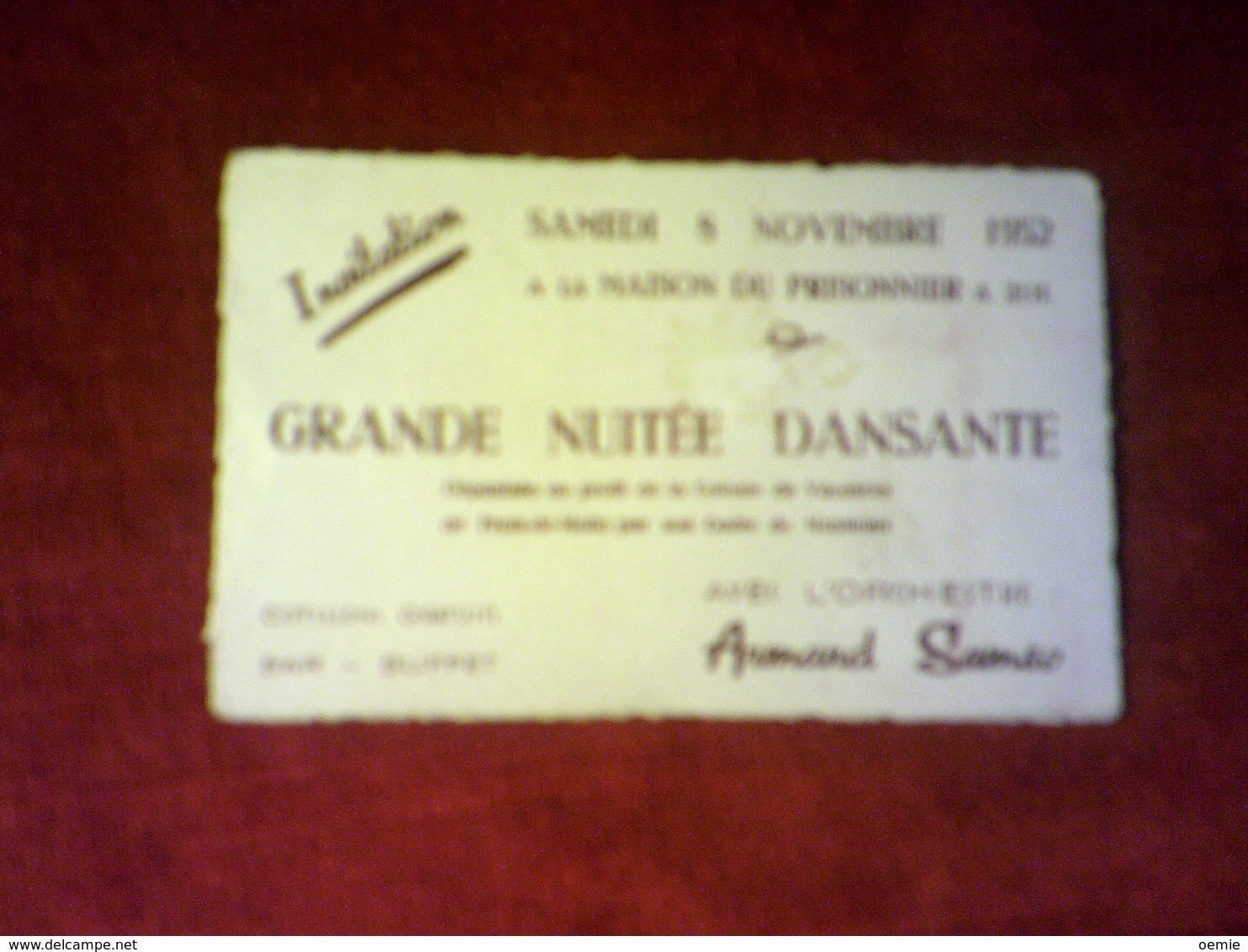 CARTE INVITATION  SAMEDI 8 NOVEMBRE 1952 A LA MAISON DU PRISONNIER  A PRATS DE MOLLOT 66 - Sonstige & Ohne Zuordnung