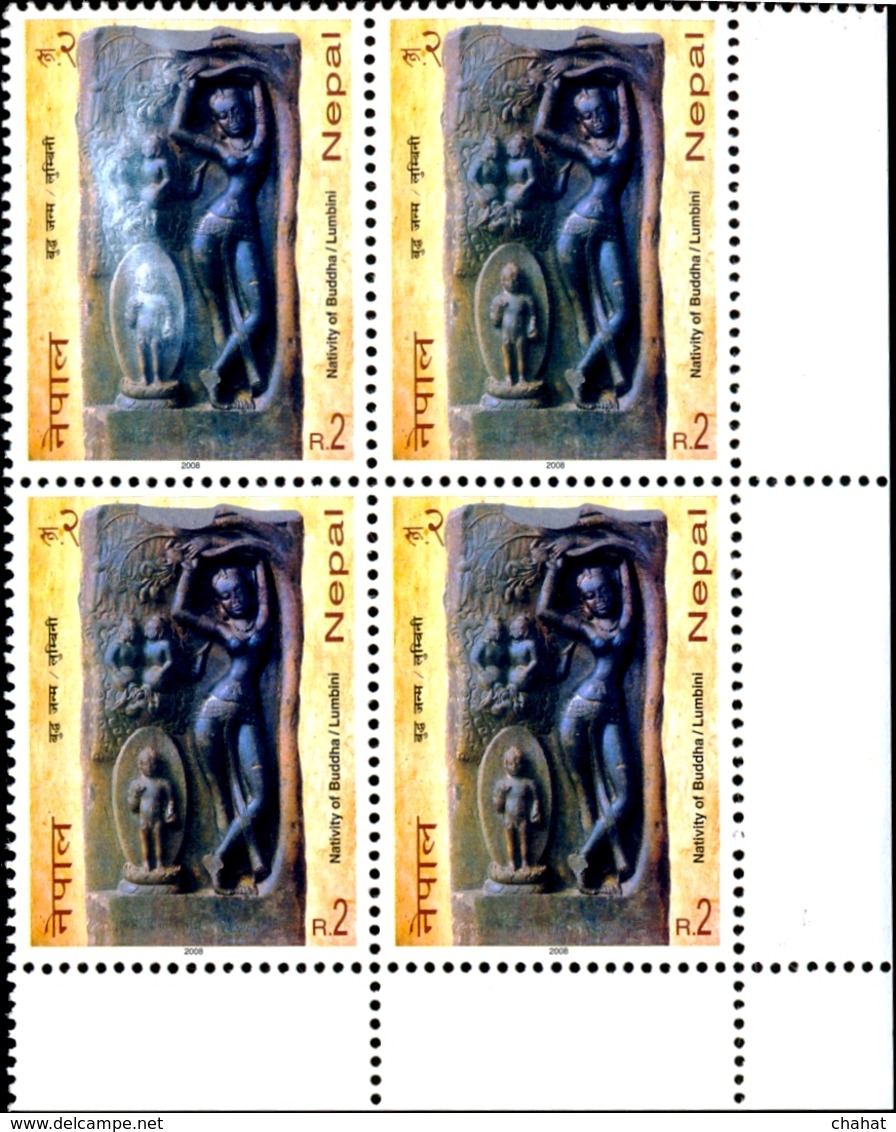 RELIGIONS-BUDDHISM-NATIVITY-LUMBINI-NEPAL-BLOCK OF 4-MNH-B9-88 - Buddhism