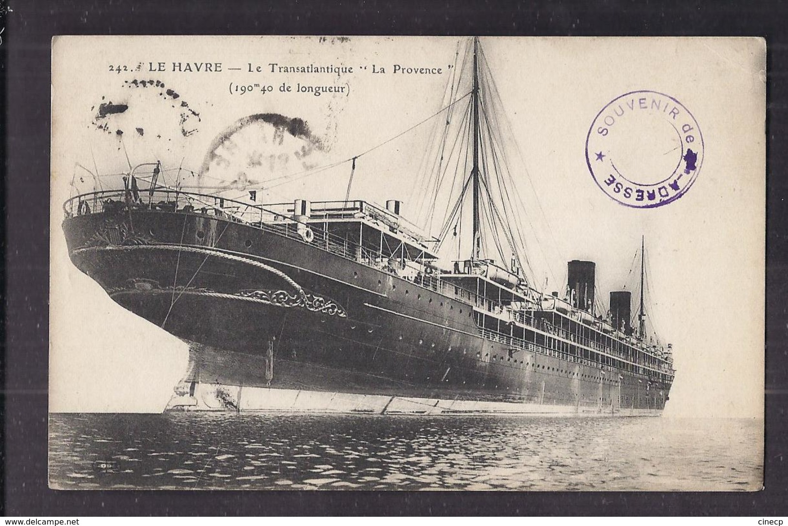 CPA 76 - LE HAVRE - Le Transatlantique " La Provence " - SUPERBE PLAN Vue De L'arrière + Jolie Oblitération 1912 Verso - Steamers