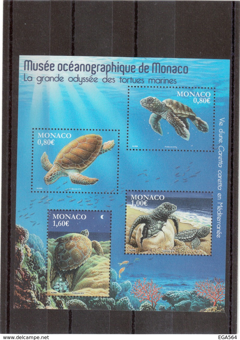 V10 - MONACO- Bloc Feuillet F3031 ** MNH De 2016 - Faune - Tortue CARETTA CARETTA. - Neufs